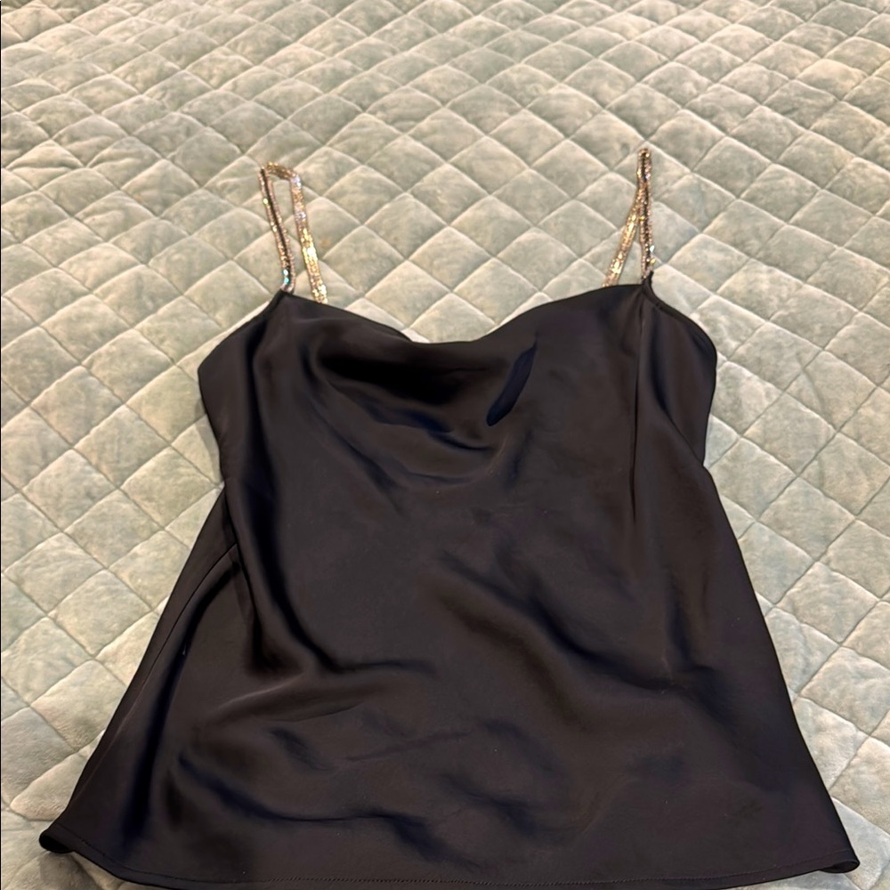 NWT Express satin cami with rhinestone straps